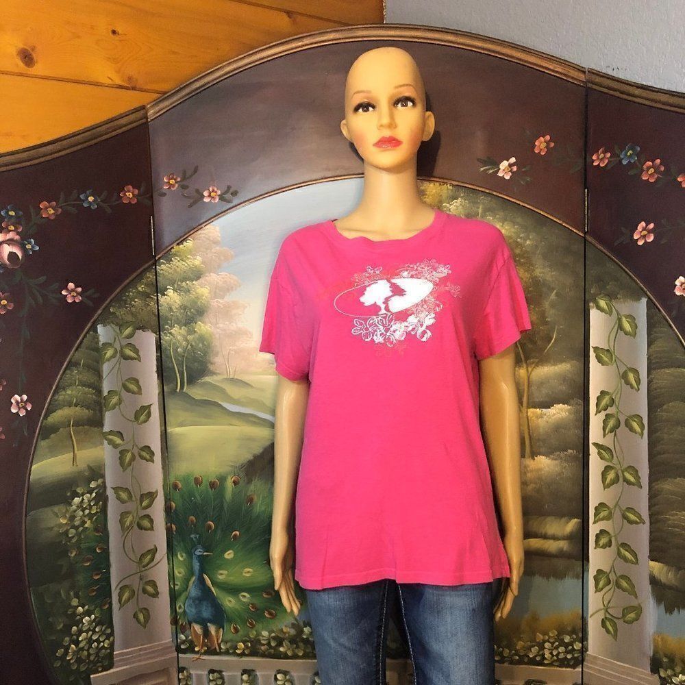 Plus Mossy Oak Hot Pink Screen Tee-2XL